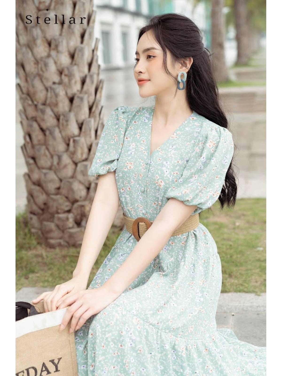 Đầm maxi xanh bạc hà