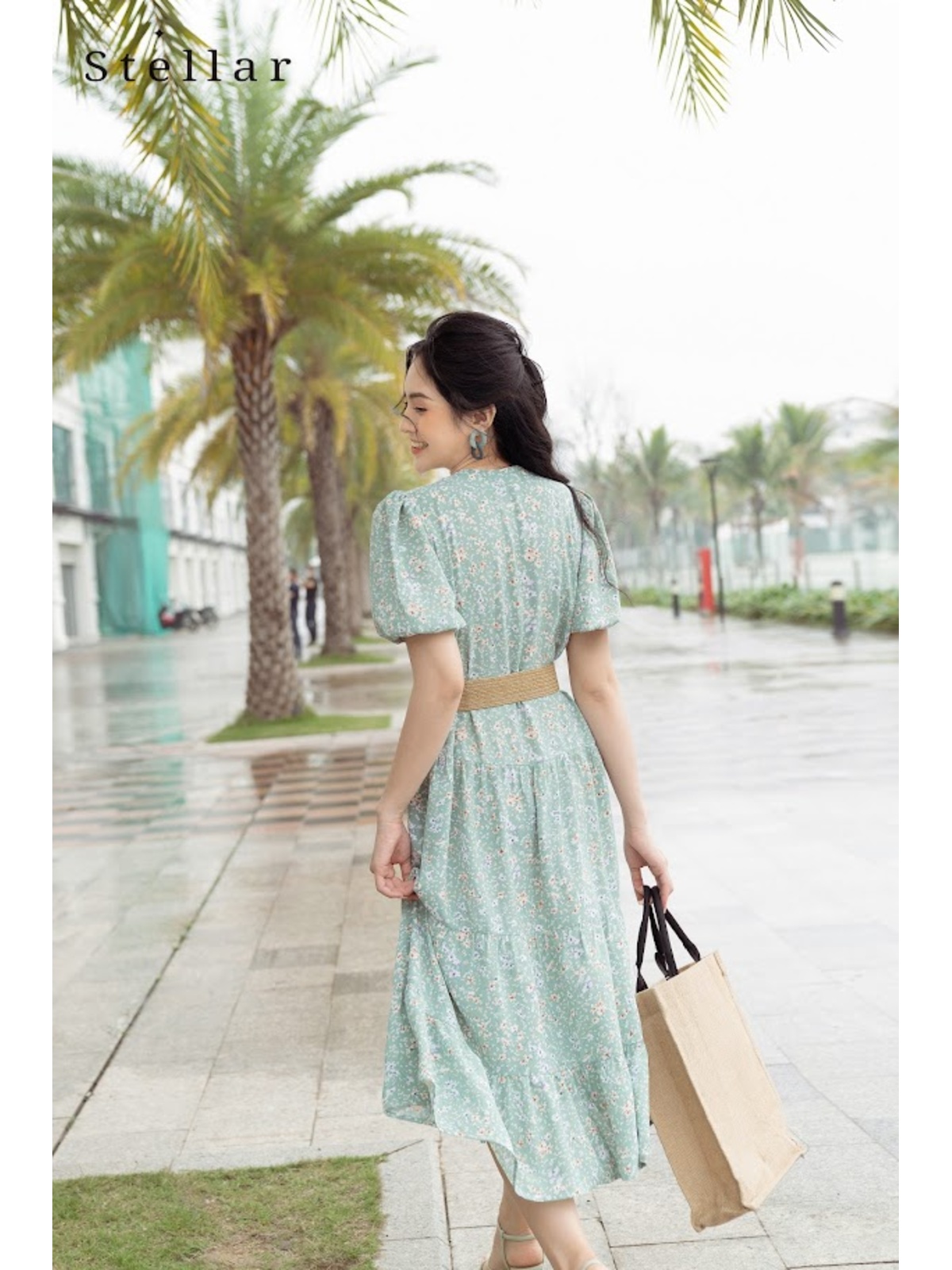 Đầm maxi xanh bạc hà