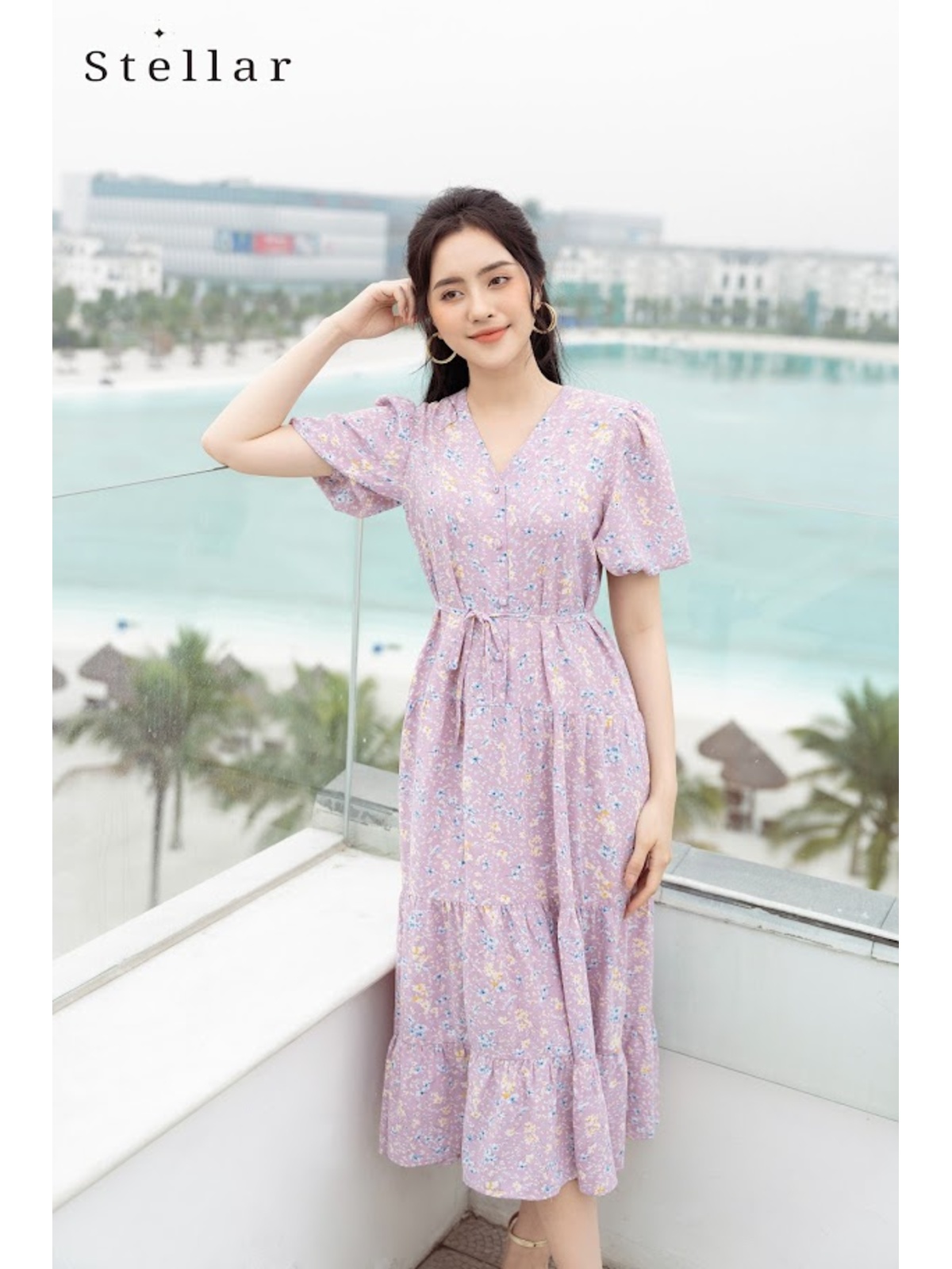 Đầm maxi tím lilac
