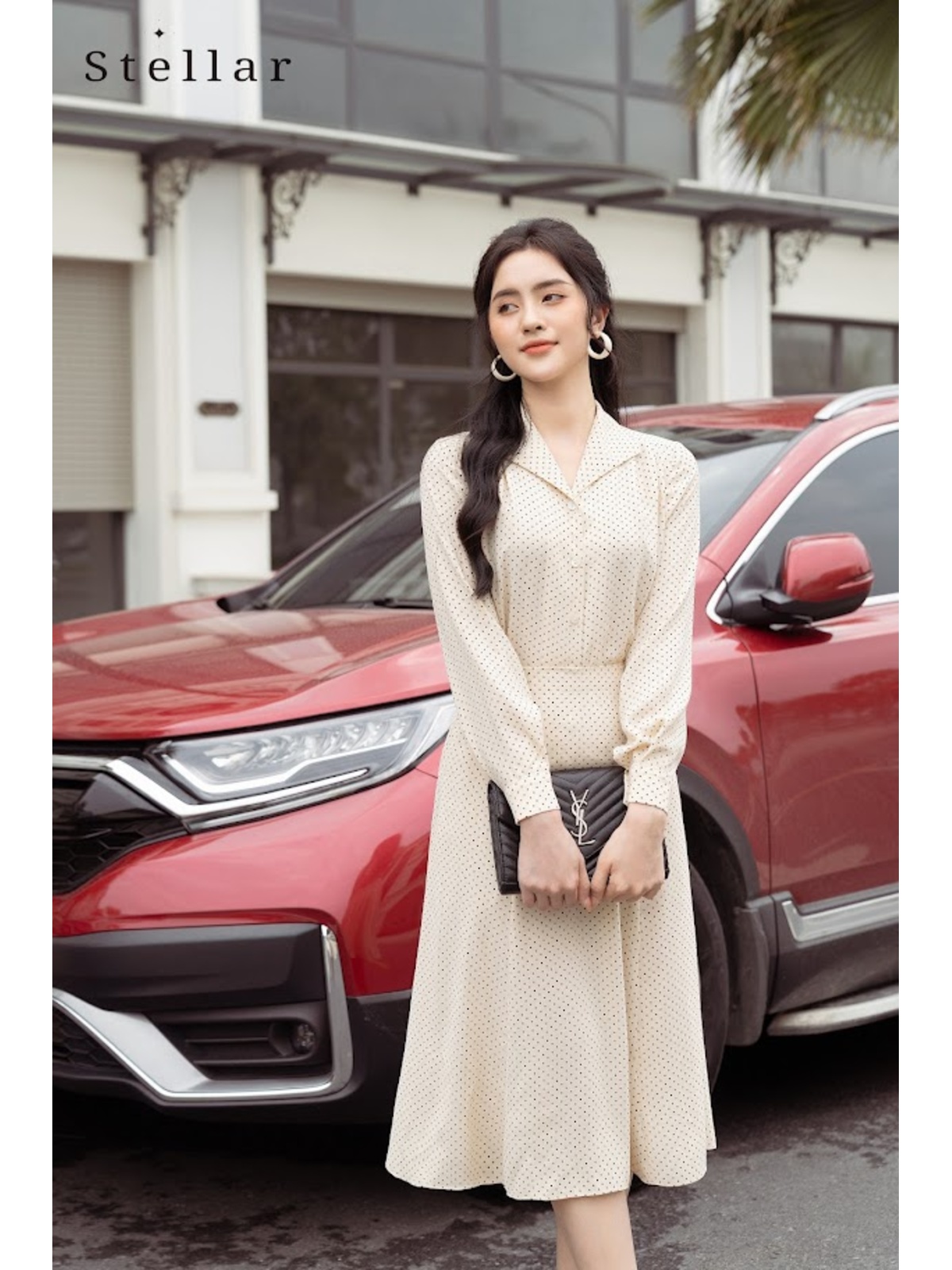  Set chấm bi nhỏ trắng be