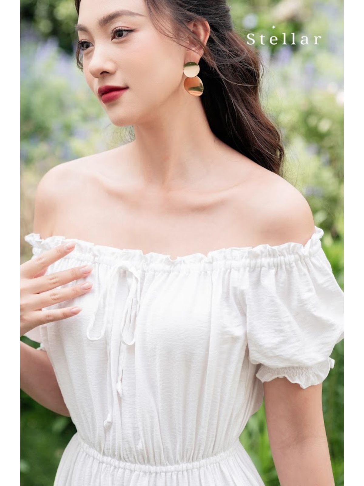 Đầm maxi tơ trắng