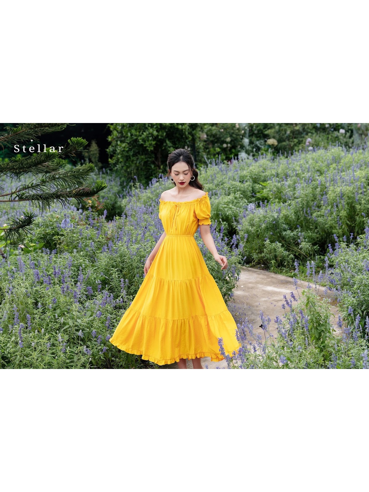 Đầm maxi tơ vàng