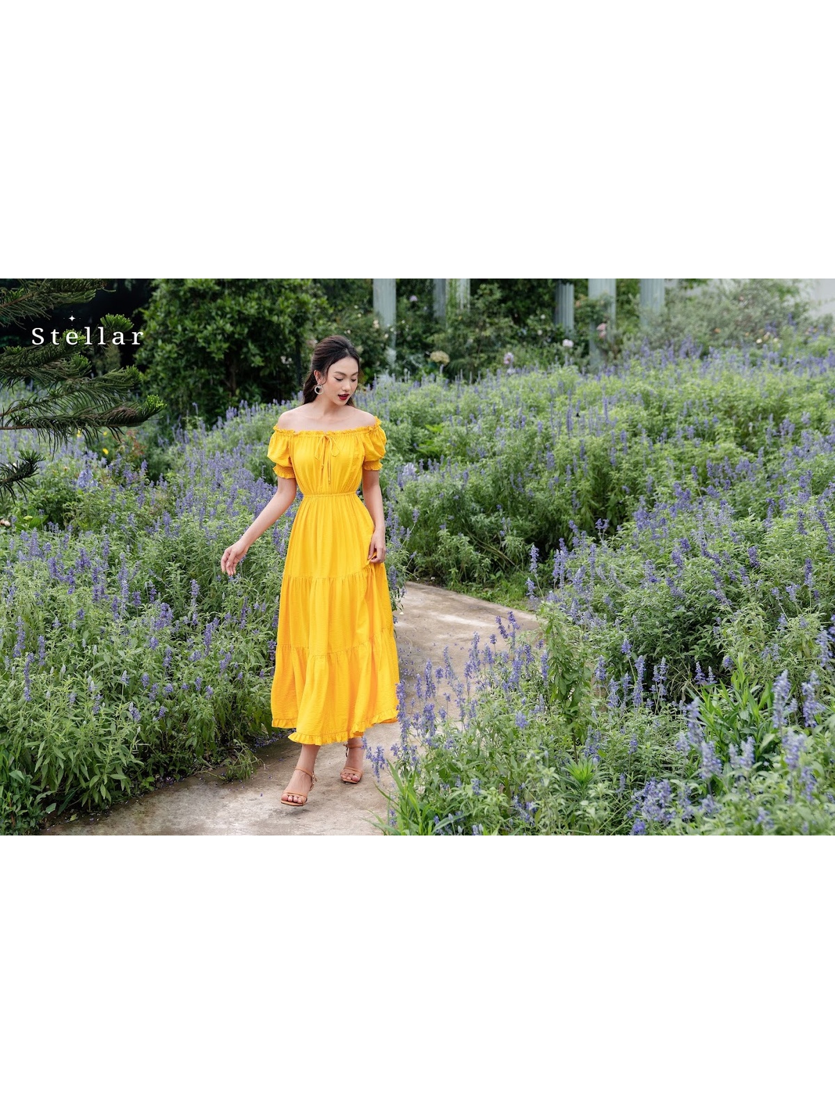 Đầm maxi tơ vàng