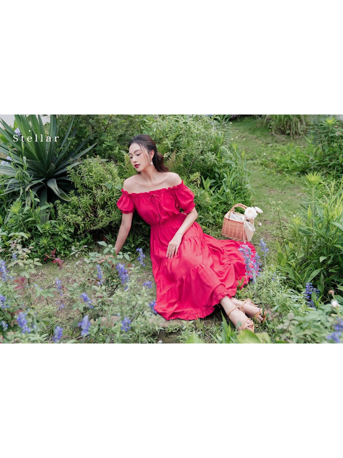 Đầm maxi tơ đỏ hồng