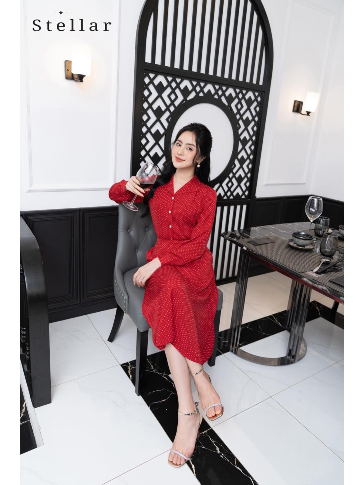 Set chấm bi nhỏ đỏ