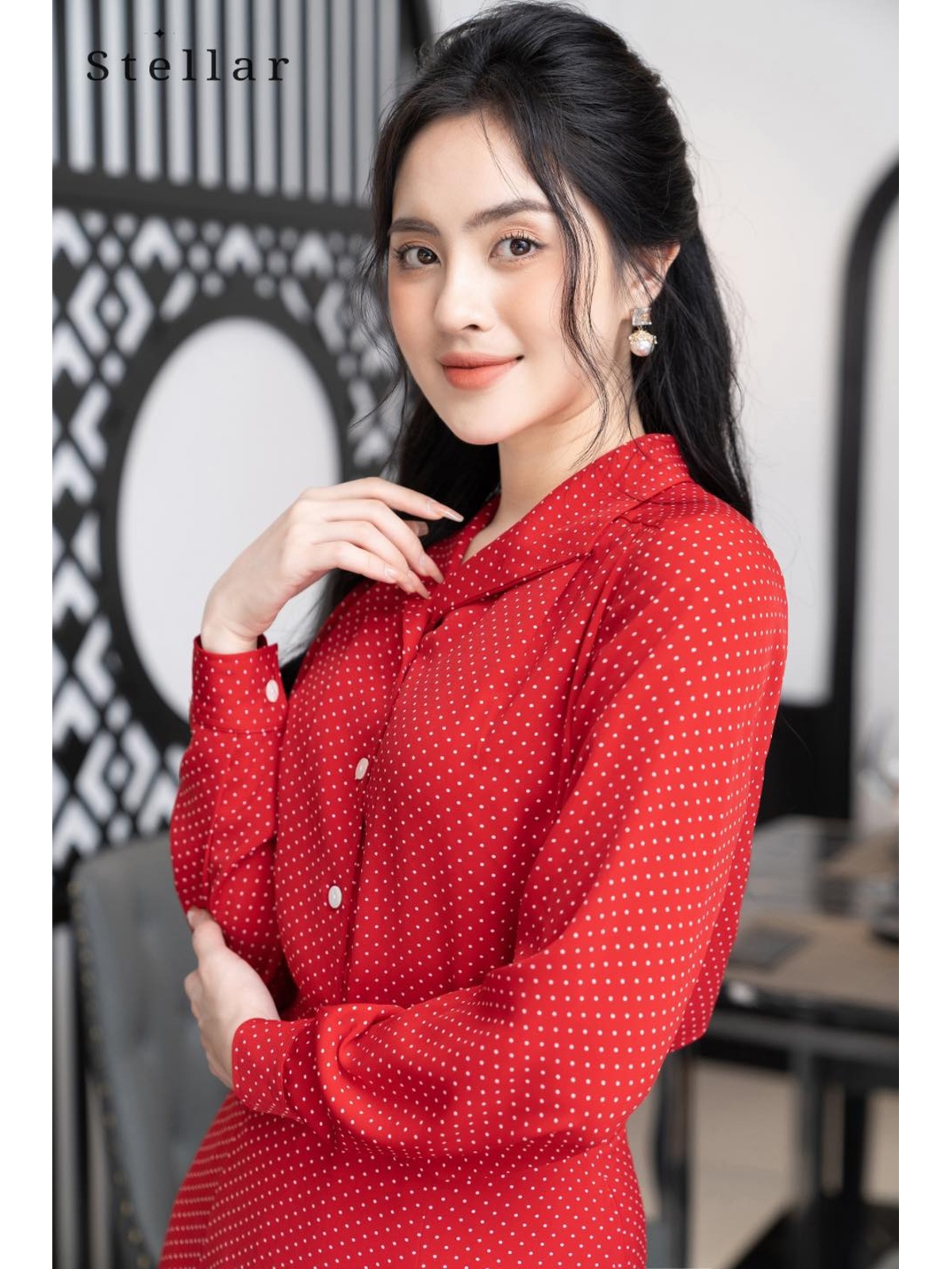 Set chấm bi nhỏ đỏ