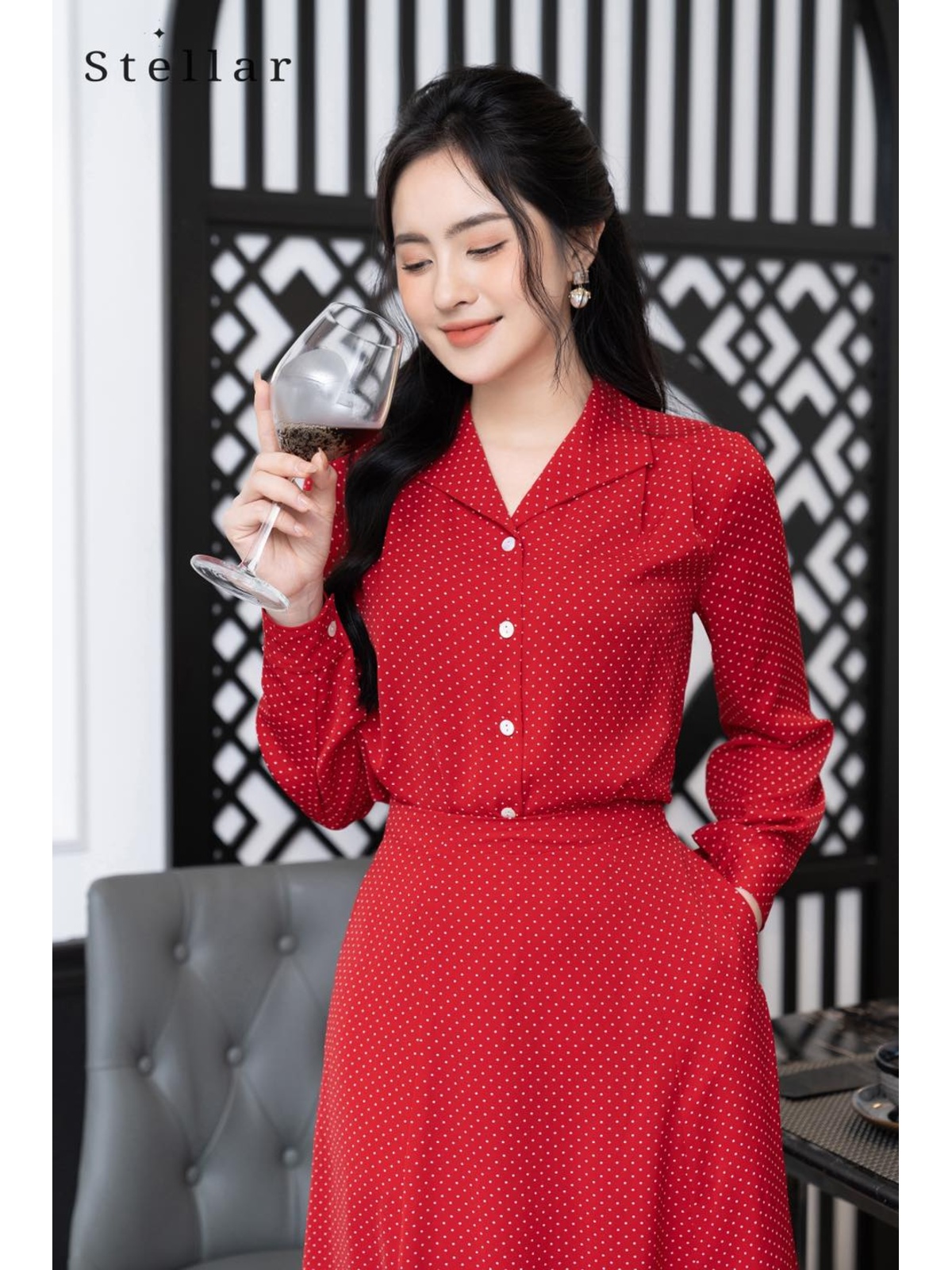 Set chấm bi nhỏ đỏ