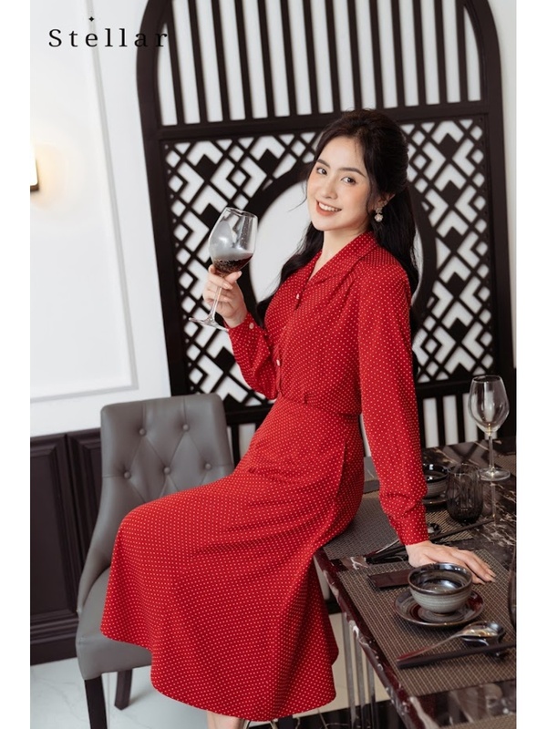 Set chấm bi nhỏ đỏ