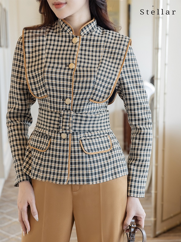 Áo dạ Tweed kẻ caro màu nâu