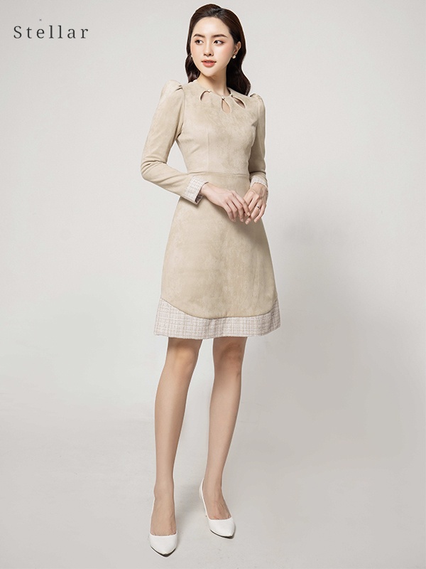 Váy liền da lộn bề mặt nhung