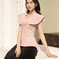 Áo hồng pastel dáng peplum