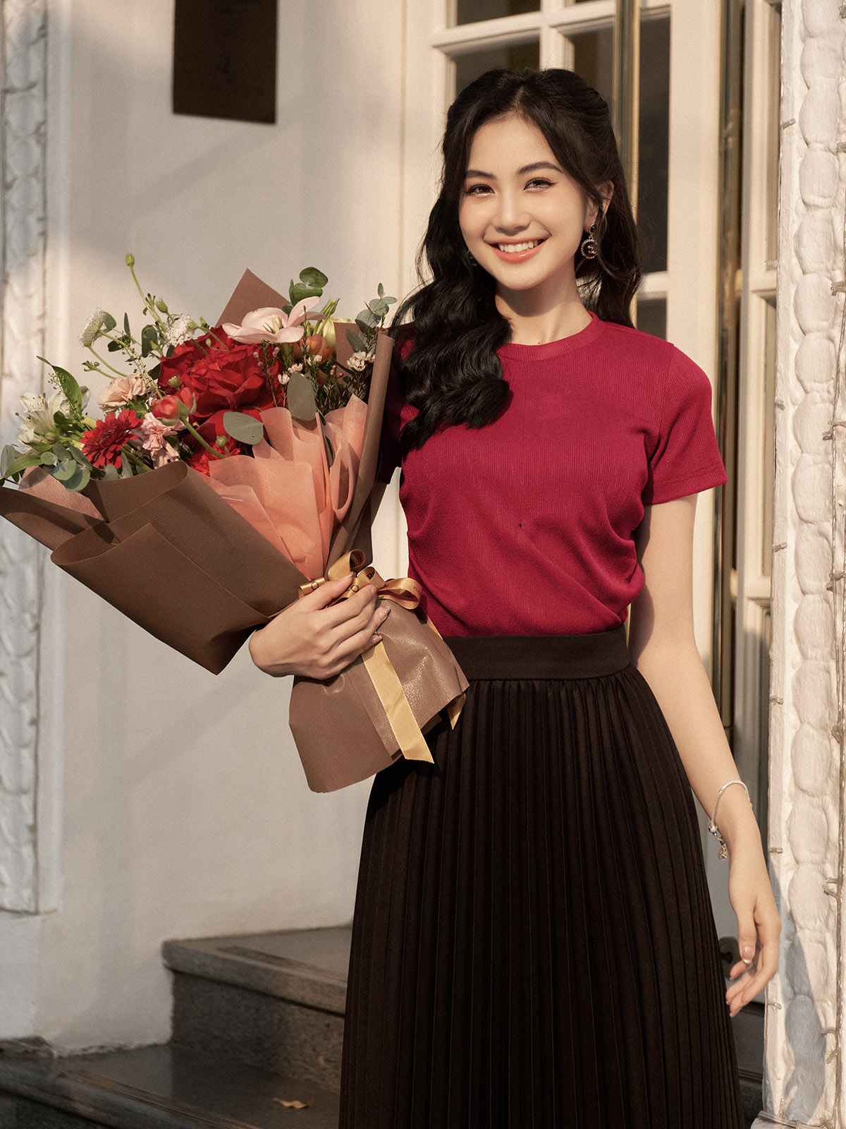 Áo Thun tăm co dãn  4 chiều đỏ đô