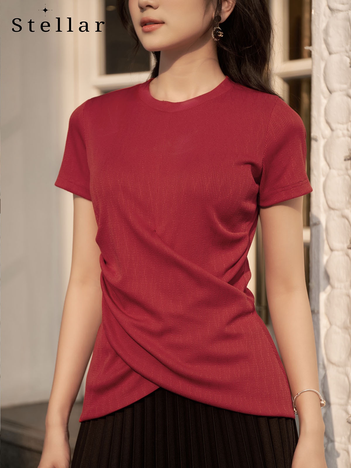 Áo Thun tăm co dãn  4 chiều đỏ đô