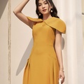 Đầm vàng dáng tay chờm