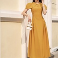 Đầm vàng dáng tay chờm